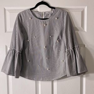Kontrol Contemporary Pearl Striped Blouse Size: M